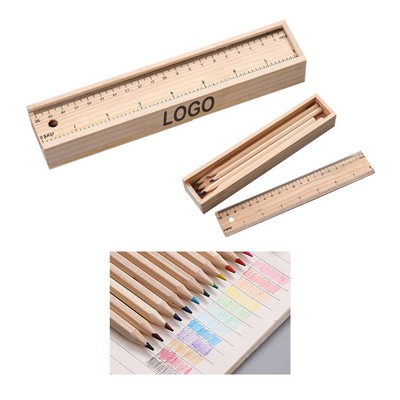 Colored Pencil Set in Ruler Box