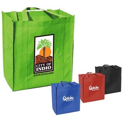 90gsm Non-Woven Grocery Tote With 10" Gusset and With Bottom Board