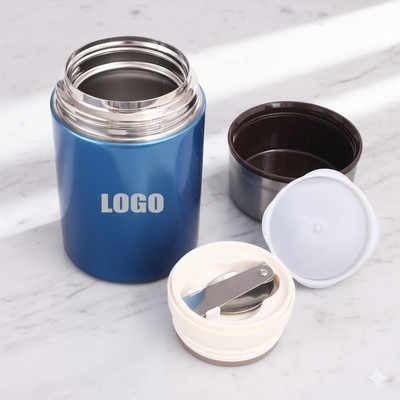 750Ml Stainless Steel Food Cups Mug W/ Mini Chamber Bowl