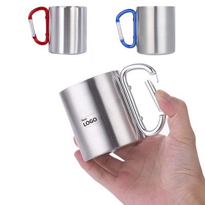 7 Oz. Stainless Steel Double Wall Insulaterd Mug w/Carabiner