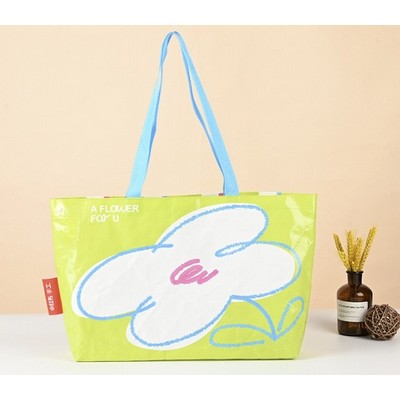 Laminated Heathered Woven PP Shopping Tote Bag 21 x 14 x 6"