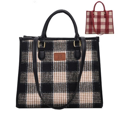 Canvas Crossbody Bag Fashion Checkered Tote for Women