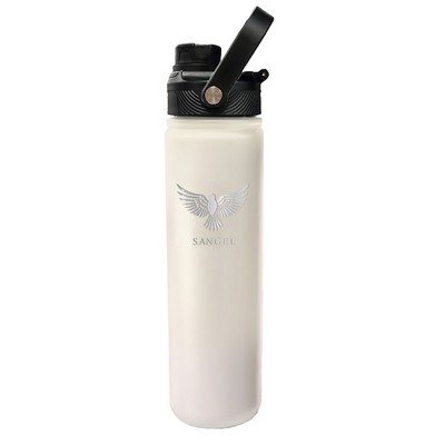 Lucania 2.0, 24oz double wall stainless steel vacuum bottle matte cream - etch