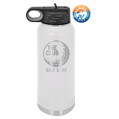 White Polar Camel 32 oz Water Bottle with Easy Flip Top Lid & Straw - Laser Engraved