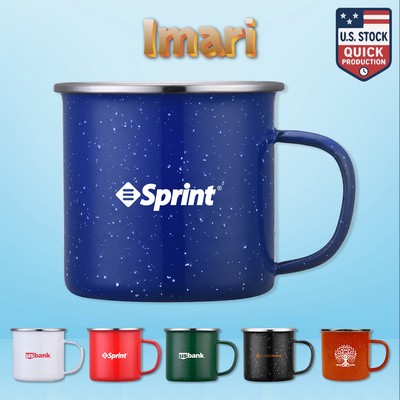 Imari 16 oz Speckled Enamel Mug with Stainless Steel Rim