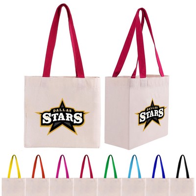 Cotton Colored Handle Tote w/Gusset